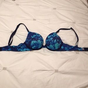 Light & dark blue tie-die PINK push up bra